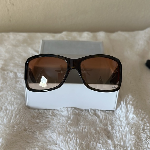 DIOR Tortoise Shell Sunglasses VINTAGE buckle wide strap Authentic Rare - Picture 1 of 9